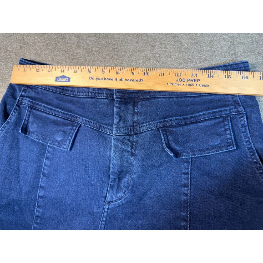 Pilcro Anthropologie Wide Leg Crop Jeans 32 Blue High Rise Patch Pockets Boho - Picture 8 of 9